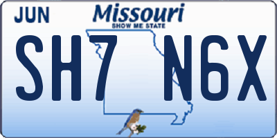 MO license plate SH7N6X
