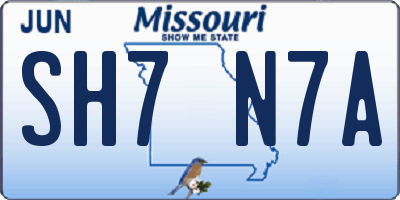 MO license plate SH7N7A