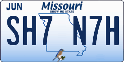 MO license plate SH7N7H