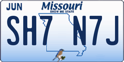 MO license plate SH7N7J