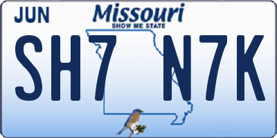 MO license plate SH7N7K