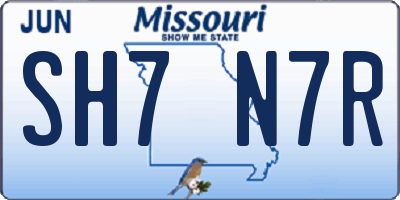 MO license plate SH7N7R