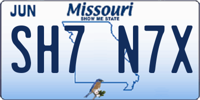 MO license plate SH7N7X