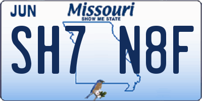 MO license plate SH7N8F