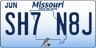 MO license plate SH7N8J