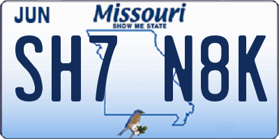 MO license plate SH7N8K