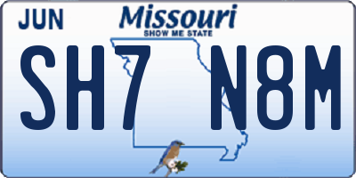 MO license plate SH7N8M