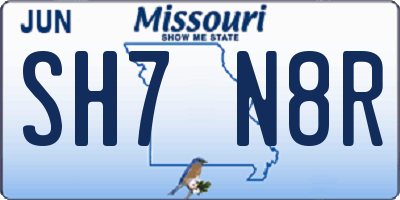 MO license plate SH7N8R