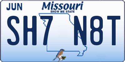 MO license plate SH7N8T
