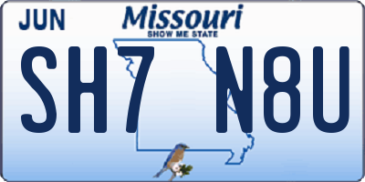MO license plate SH7N8U