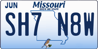 MO license plate SH7N8W
