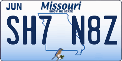 MO license plate SH7N8Z