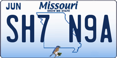MO license plate SH7N9A
