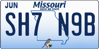 MO license plate SH7N9B