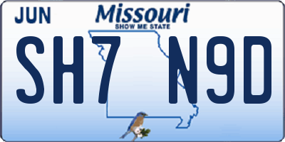 MO license plate SH7N9D