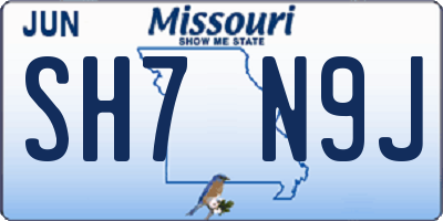 MO license plate SH7N9J
