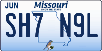 MO license plate SH7N9L