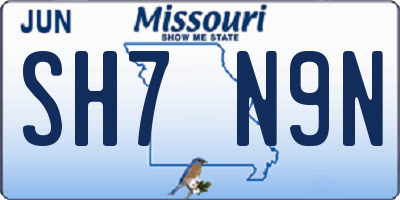 MO license plate SH7N9N