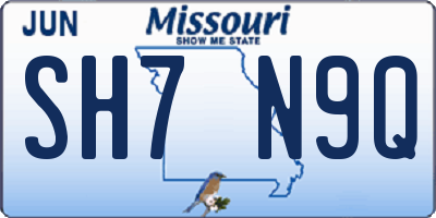 MO license plate SH7N9Q