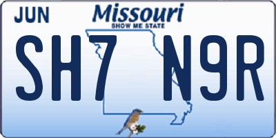 MO license plate SH7N9R