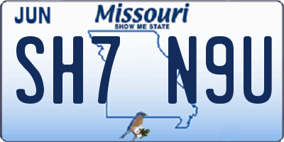 MO license plate SH7N9U