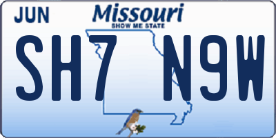 MO license plate SH7N9W