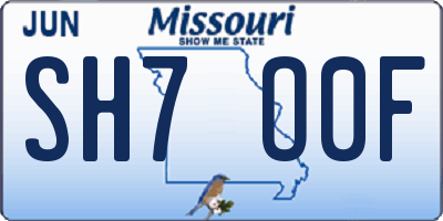 MO license plate SH7O0F
