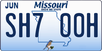 MO license plate SH7O0H