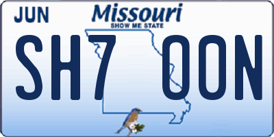 MO license plate SH7O0N
