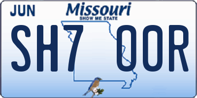 MO license plate SH7O0R