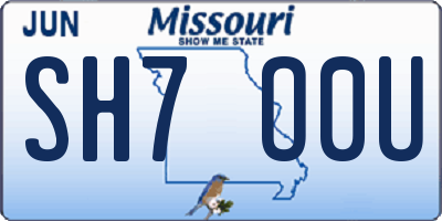 MO license plate SH7O0U