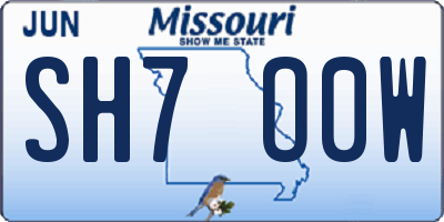 MO license plate SH7O0W