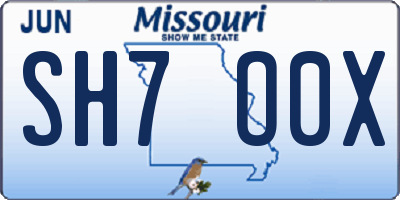 MO license plate SH7O0X