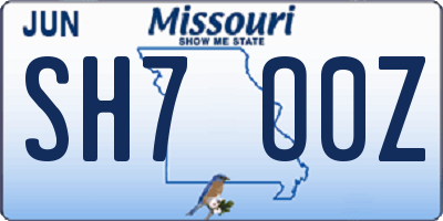MO license plate SH7O0Z