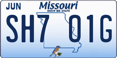 MO license plate SH7O1G