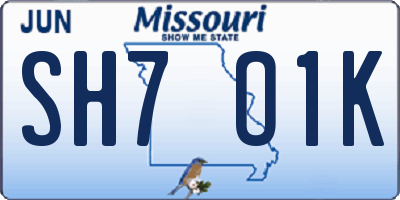 MO license plate SH7O1K