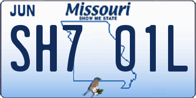 MO license plate SH7O1L