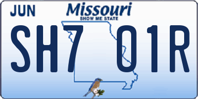 MO license plate SH7O1R