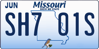 MO license plate SH7O1S
