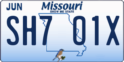 MO license plate SH7O1X