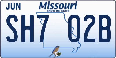 MO license plate SH7O2B