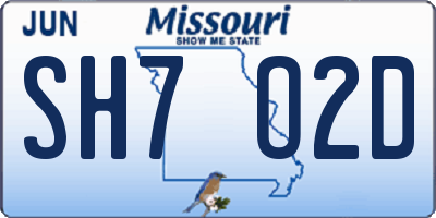 MO license plate SH7O2D