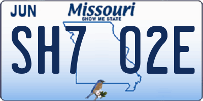 MO license plate SH7O2E