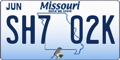 MO license plate SH7O2K