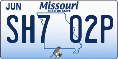 MO license plate SH7O2P