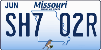 MO license plate SH7O2R