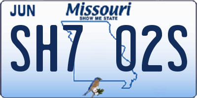 MO license plate SH7O2S