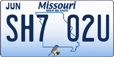MO license plate SH7O2U