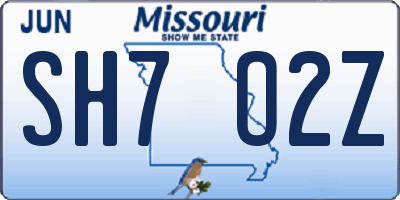 MO license plate SH7O2Z