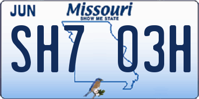 MO license plate SH7O3H